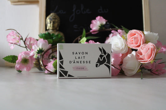 Savon solide au lait d'ânesse BIO Rose